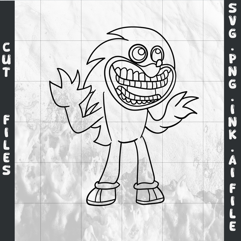 Shin Sonic SVG PNG Ink Coloring Pages Printable Digital Vector Cut File 1