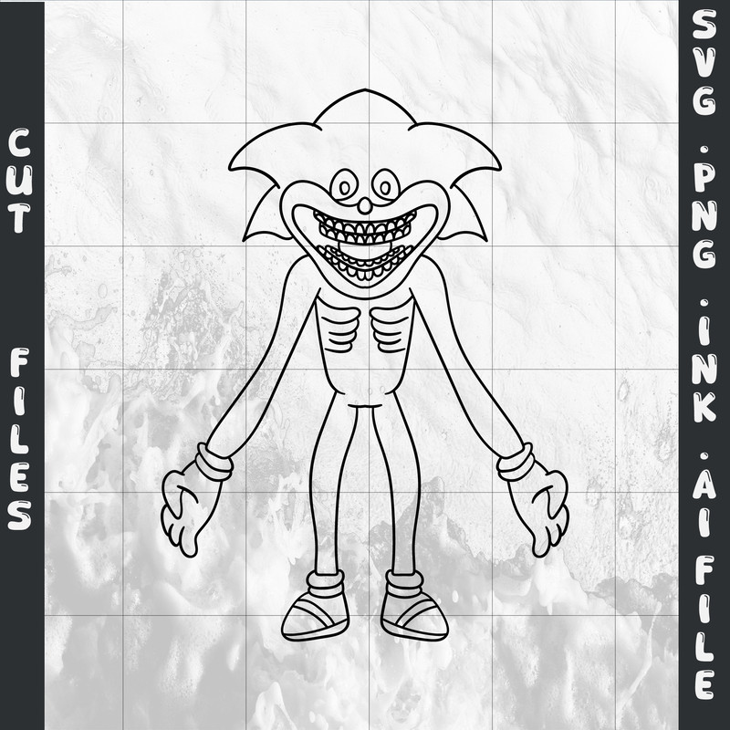 Shin Sonic SVG PNG Ink Coloring Pages Printable Digital Vector Cut File 1
