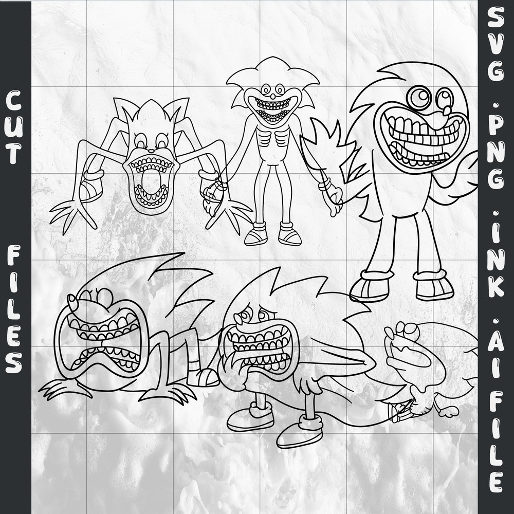 Bundle Character Shin Sonic SVG PNG Ink Coloring Pages Printable Digital Vector Cut File SVG 1