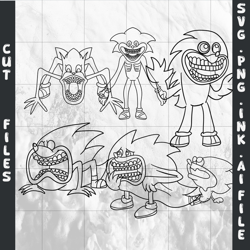 Bundle Character Shin Sonic SVG PNG Ink Coloring Pages Printable Digital Vector Cut File SVG 1