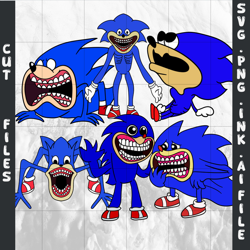 Bundle Character Shin Sonic SVG PNG Ink Coloring Pages Printable Digital Vector Cut File SVG 0