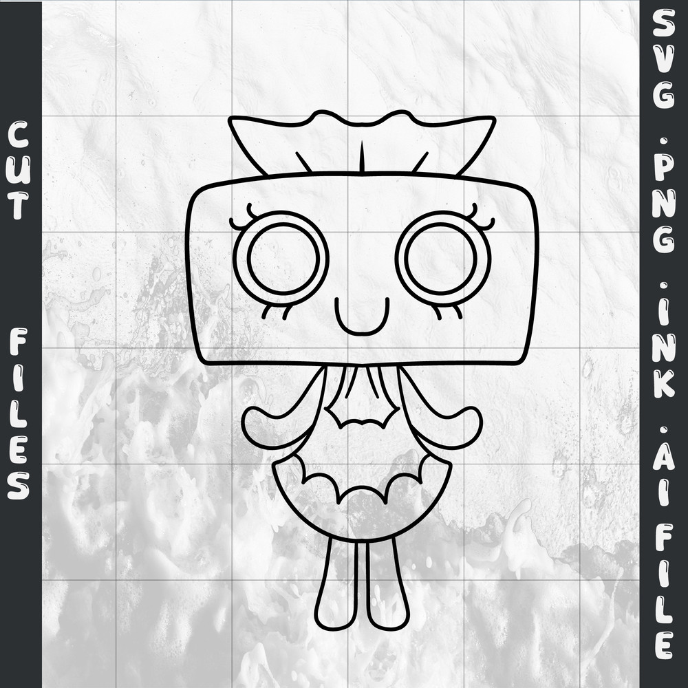 Dandy World Tisha SVG PNG Ink Coloring Pages Printable Digital Vector Cut File SVG 1