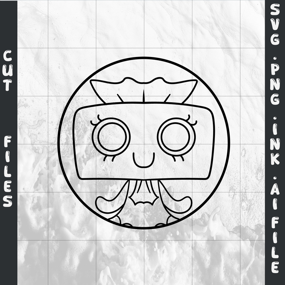 Dandy World Tisha Sticker SVG PNG Ink Coloring Pages Printable Digital Vector Cut File SVG 1