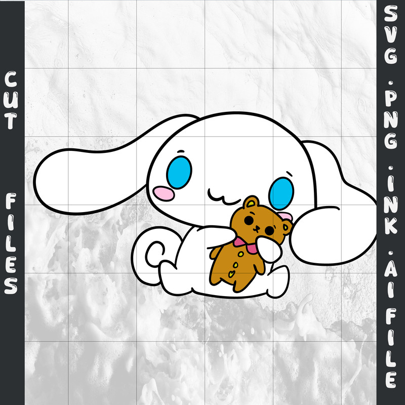 Cinnamoroll Hugging A Teddy Bear SVG PNG Ink Coloring Pages Printable Digital Vector Cut File SVG 0