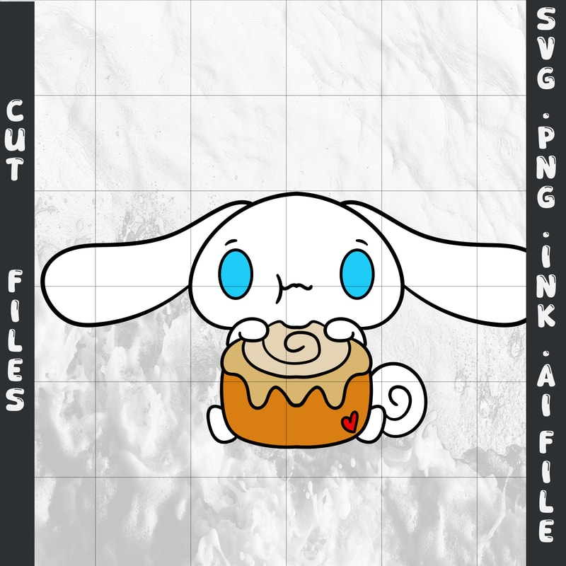 Cinnamoroll Eating A Cinnamon Roll SVG PNG Ink Coloring Pages Printable Digital Vector Cut File SVG 0