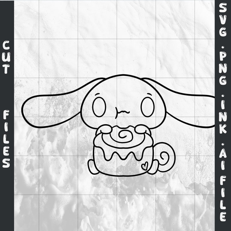 Cinnamoroll Eating A Cinnamon Roll SVG PNG Ink Coloring Pages Printable Digital Vector Cut File SVG 1