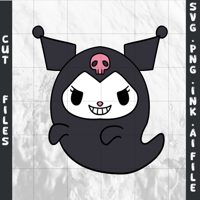 Kuromi GhostSVG PNG Ink Coloring Pages Digital Vector Cut FileKuromi Ghost 0
