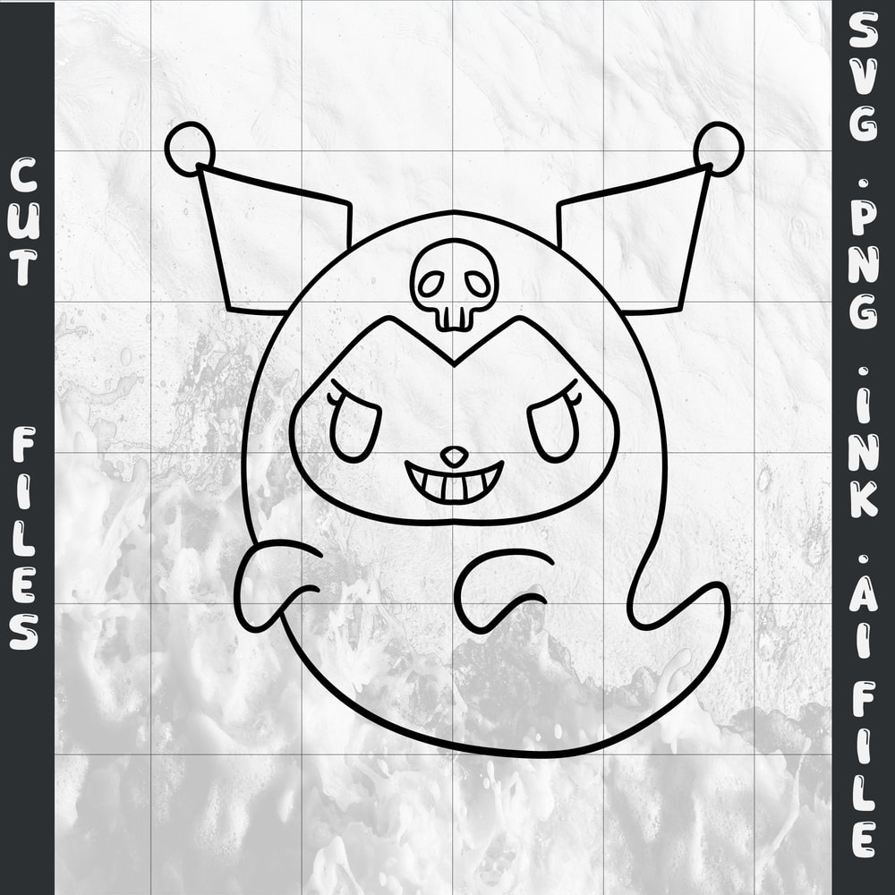 Kuromi GhostSVG PNG Ink Coloring Pages Digital Vector Cut FileKuromi Ghost 1