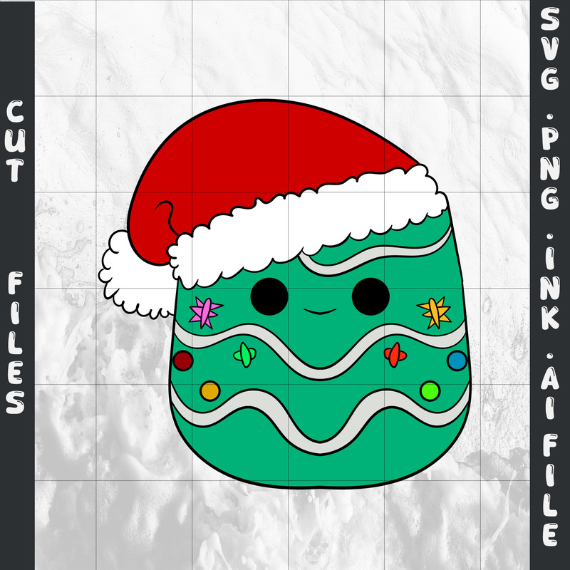 Christmas Tree SquishmallowsSVG PNG Ink Coloring Pages Digital Vector Cut FileMy Melody Burger 0