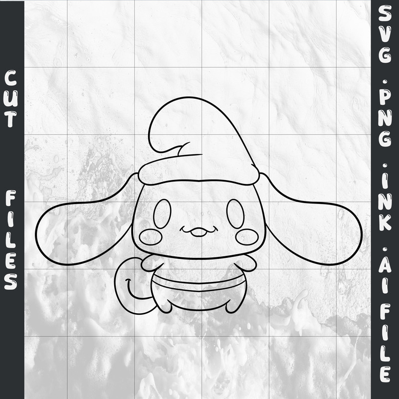 Cinnamoroll Christmas SVG PNG Ink Coloring Pages Digital Vector Cut File 1