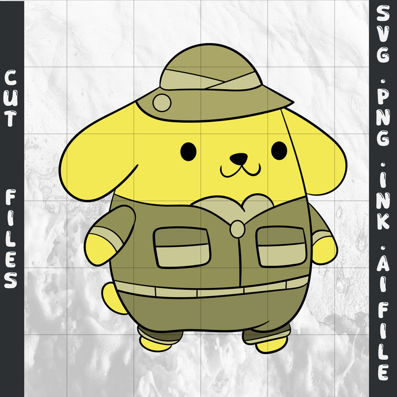 Pompompurin Sanrio SVG PNG Ink Coloring Pages Digital Vector Cut File Pompompurin Sanrio 0
