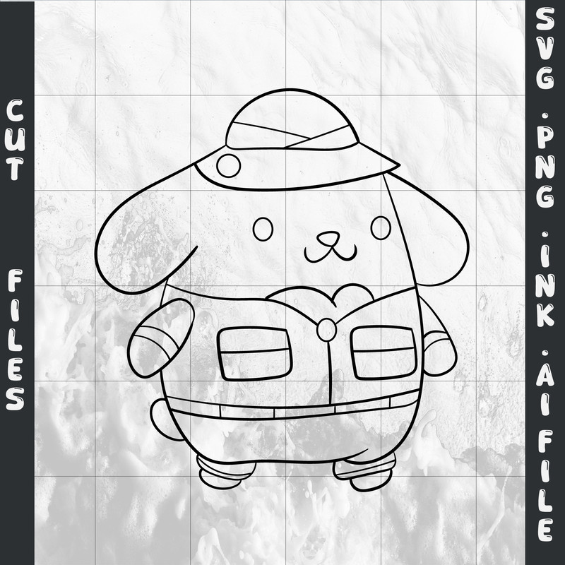 Pompompurin Sanrio SVG PNG Ink Coloring Pages Digital Vector Cut File Pompompurin Sanrio 1