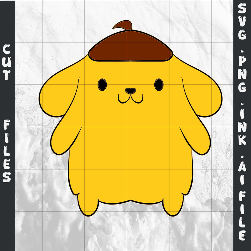 Pompompurin Sanrio SVG PNG Ink Coloring Pages Digital Vector Cut File Pompompurin Sanrio 0