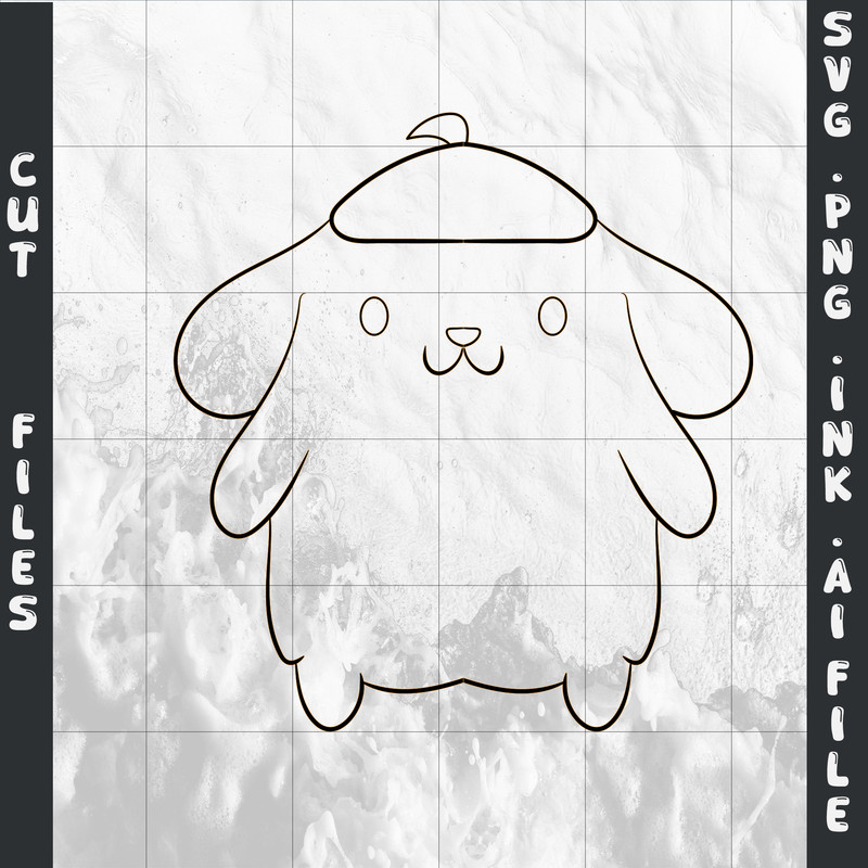 Pompompurin Sanrio SVG PNG Ink Coloring Pages Digital Vector Cut File Pompompurin Sanrio 1