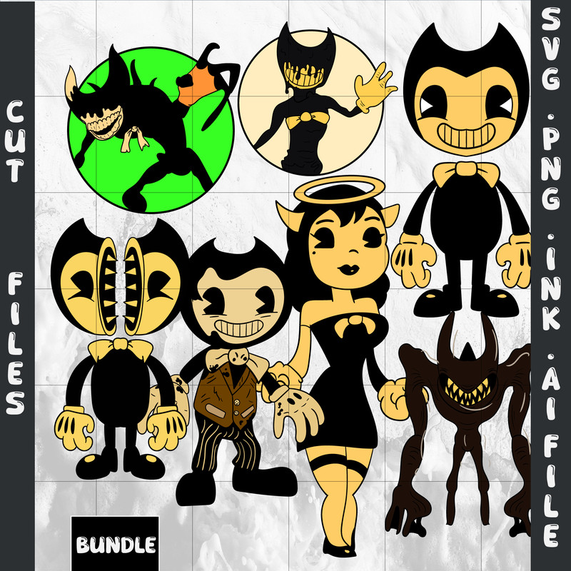 Concept Bendy SVG Bendy TomPiper StickerBeast Bendy Fisher Ink Demonz 2SVG PNG Ink Coloring Pages D 0