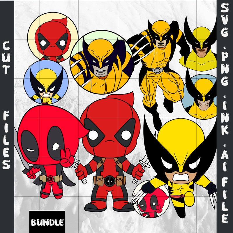 Deadpool And Wolverine SVG PNG Ink Coloring Pages Digital Vector Deadpool And Wolverine 0