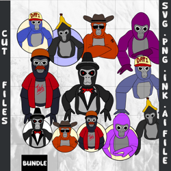 editable gorilla tag svg, gorilla tag png coloring pages, gorilla tag printable for birthday gift, digital vector.