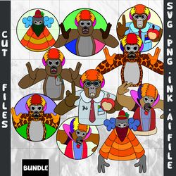 editable bundle gorilla tag svg, gorilla tag png coloring pages, gorilla tag printable for birthday gift, digital vector