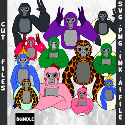 editable bundle gorilla tag svg, gorilla tag png coloring pages, gorilla tag printable for birthday gift, digital files.
