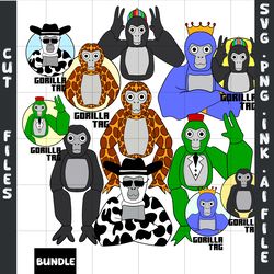 bundle editable gorilla tag svg, gorilla tag png coloring pages, gorilla tag printable for birthday gift, digital files.