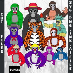 bundle editable gorilla tag svg, gorilla tag png, coloring pages, gorilla tag printable for birthday gift