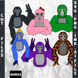 bundle editable gorilla tag svg, gorilla tag png, coloring pages, gorilla tag printable for birthday gift.