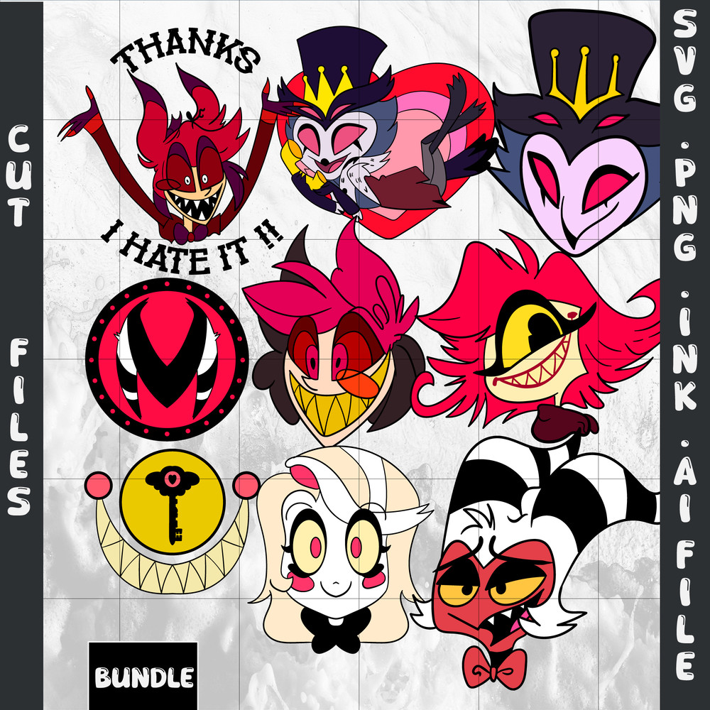 Editable Ngel Dust Hazbin Hotel Head Alastor Sticker Loona  Lucifer Morningstar Moxxie Niffty HeaHu 0