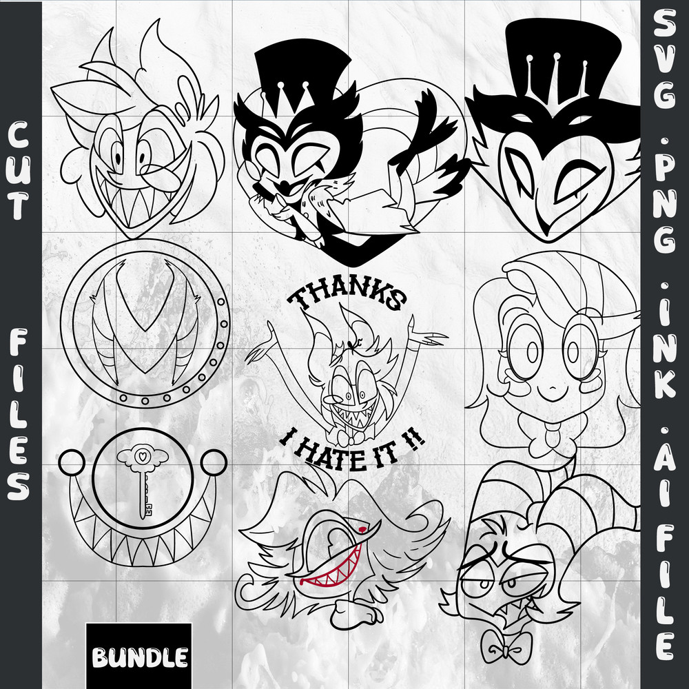 Editable Ngel Dust Hazbin Hotel Head Alastor Sticker Loona  Lucifer Morningstar Moxxie Niffty HeaHu 1