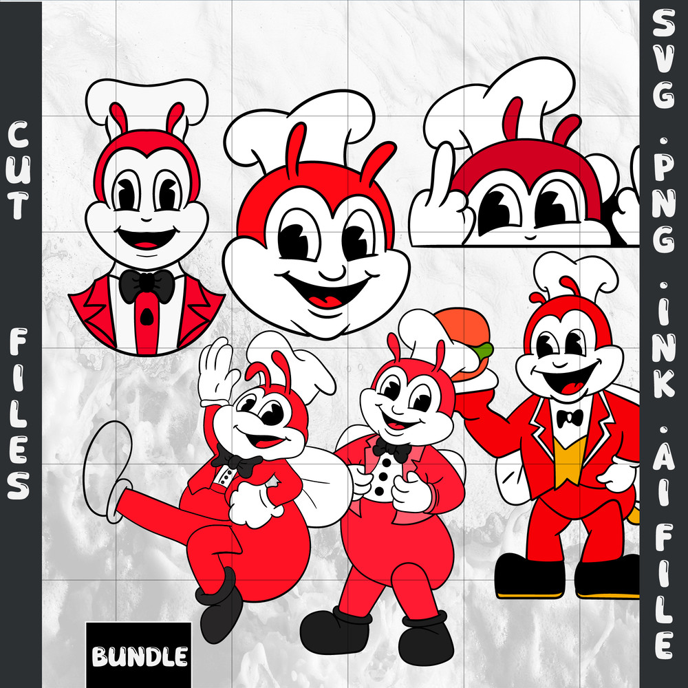 Editable Bundle Jollibee SVG Jollibee Sticker Jollibee PNG Jollibee Coloring PagesFear SVGPNGInk 0