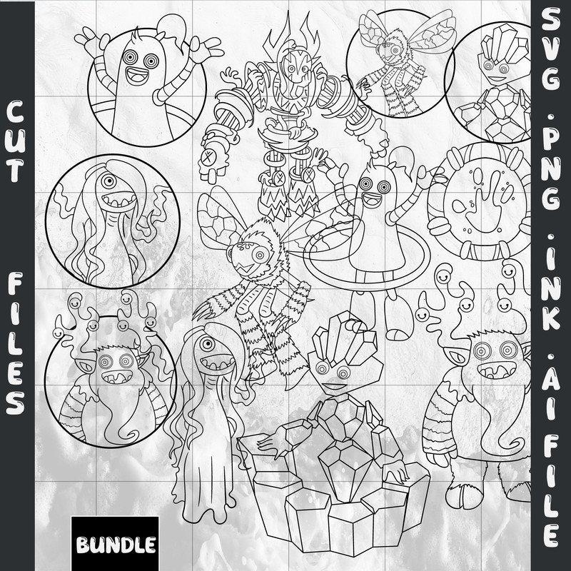 Editable Bundle Life Formula Epic MonculusHoolaHumbugJeeodeWhispYool Coloring PagesFear SVGPNGInk 1
