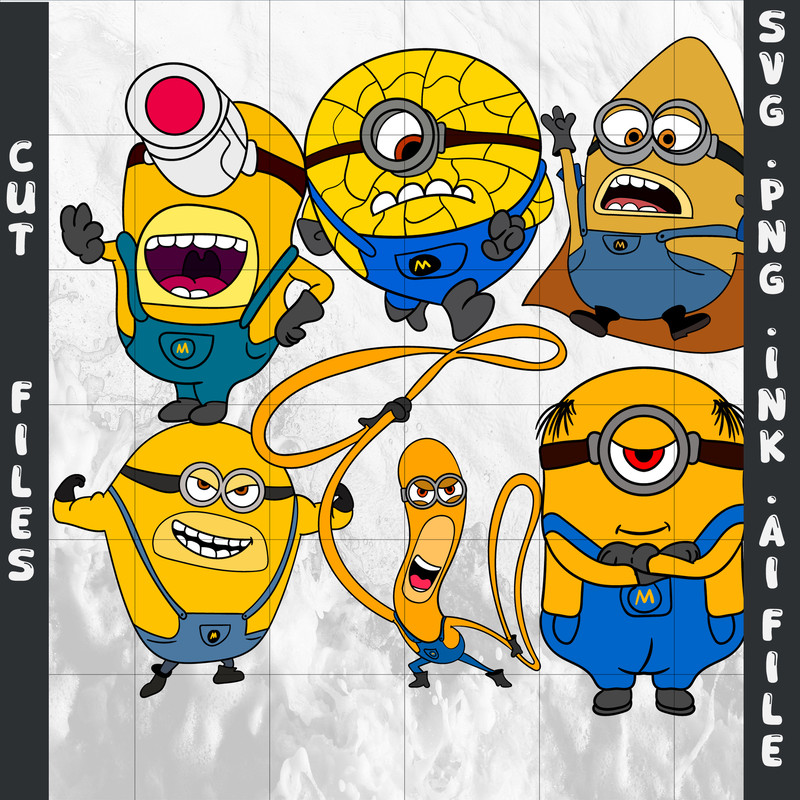 Mega Minion Gus SVG Minion Jerry PNG Tim From Despicable Me 4Minion DaveMinion MelSVGPNGINK 0