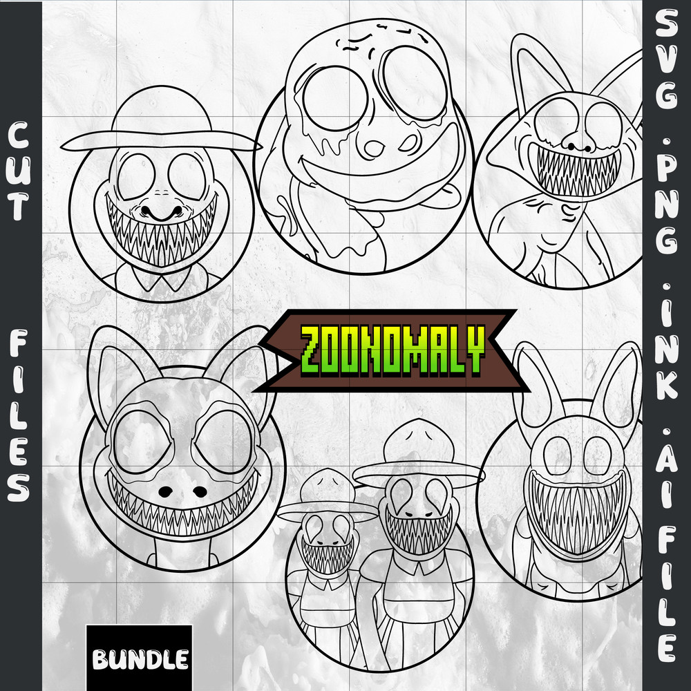 Zoonomaly SVGPNGEyes Opened Rabbit Monster Sticker SVGFriendly Cow Sticker PNGMonster Coloring Page 1