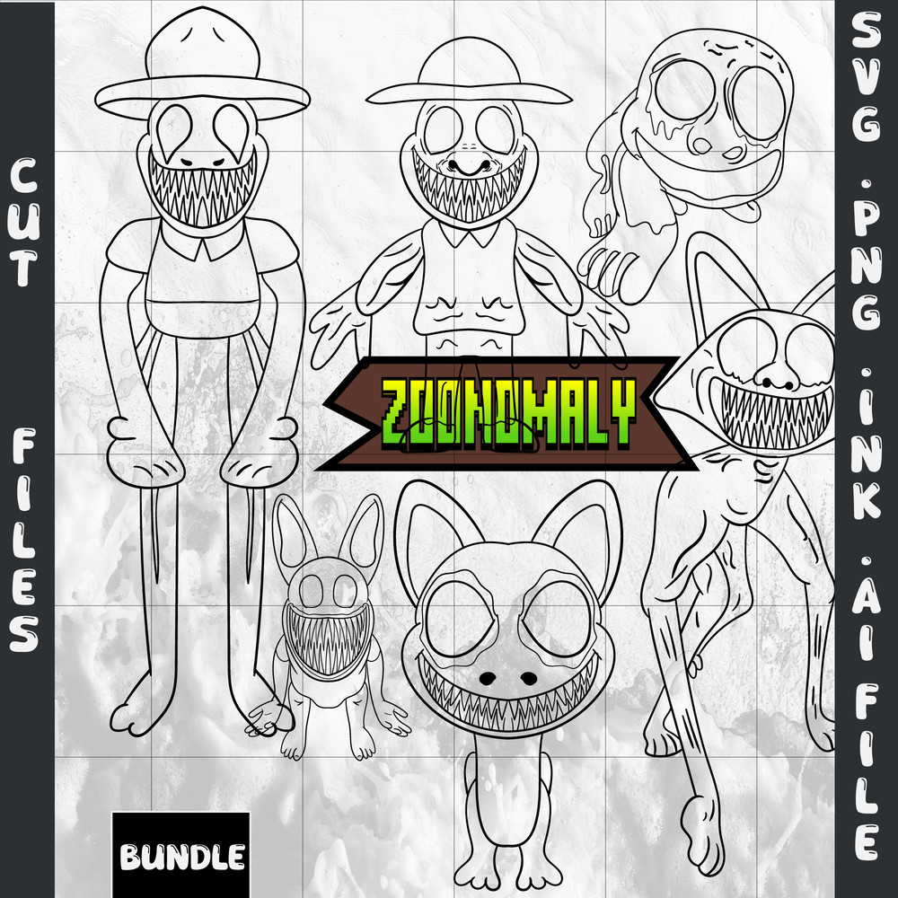 Zoonomaly SVGPNGEyes Opened Rabbit Monster Sticker SVGFriendly Cow Sticker PNGMonster Coloring Page 1