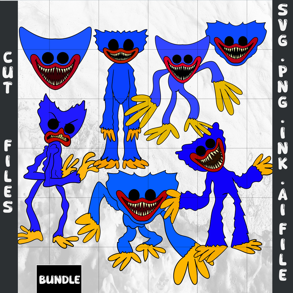 Editable Bundle Twisted Nightmare Huggy Wuggy SVG Twisted Nightmare Vector Huggy Wuggy Coloring Pag 0