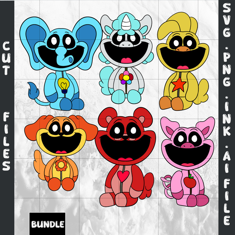 Editable Bundle RaftyCorn Poppy Humanized Bobby BearHugBubba Bubbaphant DogDayKickin Coloring Pages 0