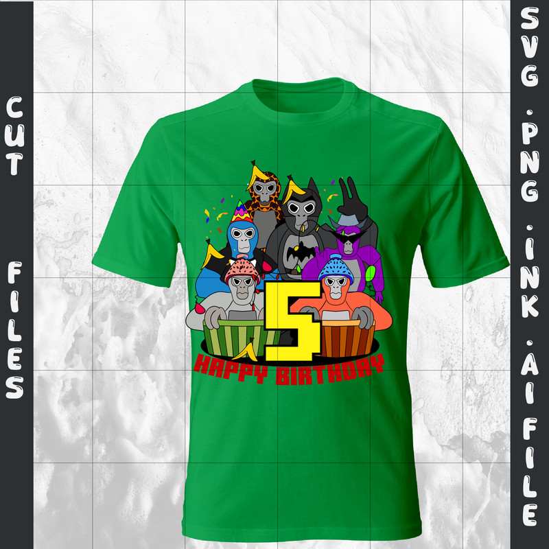 Bundle Customizable Gorilla Tag TShirt SVG 5th Birthday Gift Gorilla Tag PNGFor 5th Birthday SVGPNG 1