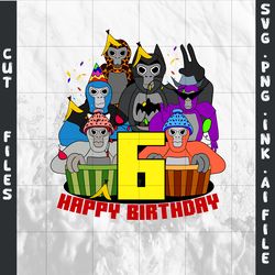 bundle customizable gorilla tag t-shirt svg, 5th birthday gift gorilla tag png,for 6th birthday ,svg,png,ink.