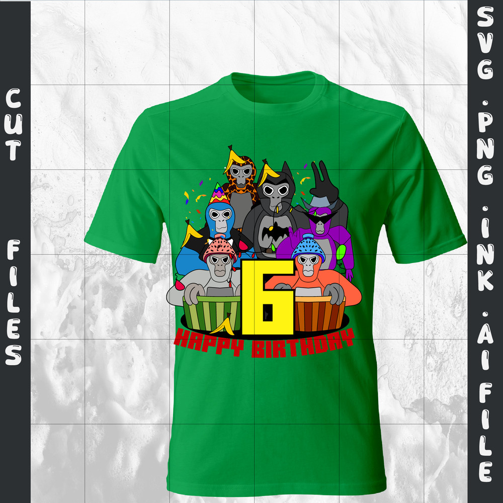 Bundle Customizable Gorilla Tag TShirt SVG 5th Birthday Gift Gorilla Tag PNGFor 6th Birthday SVGPNG 1