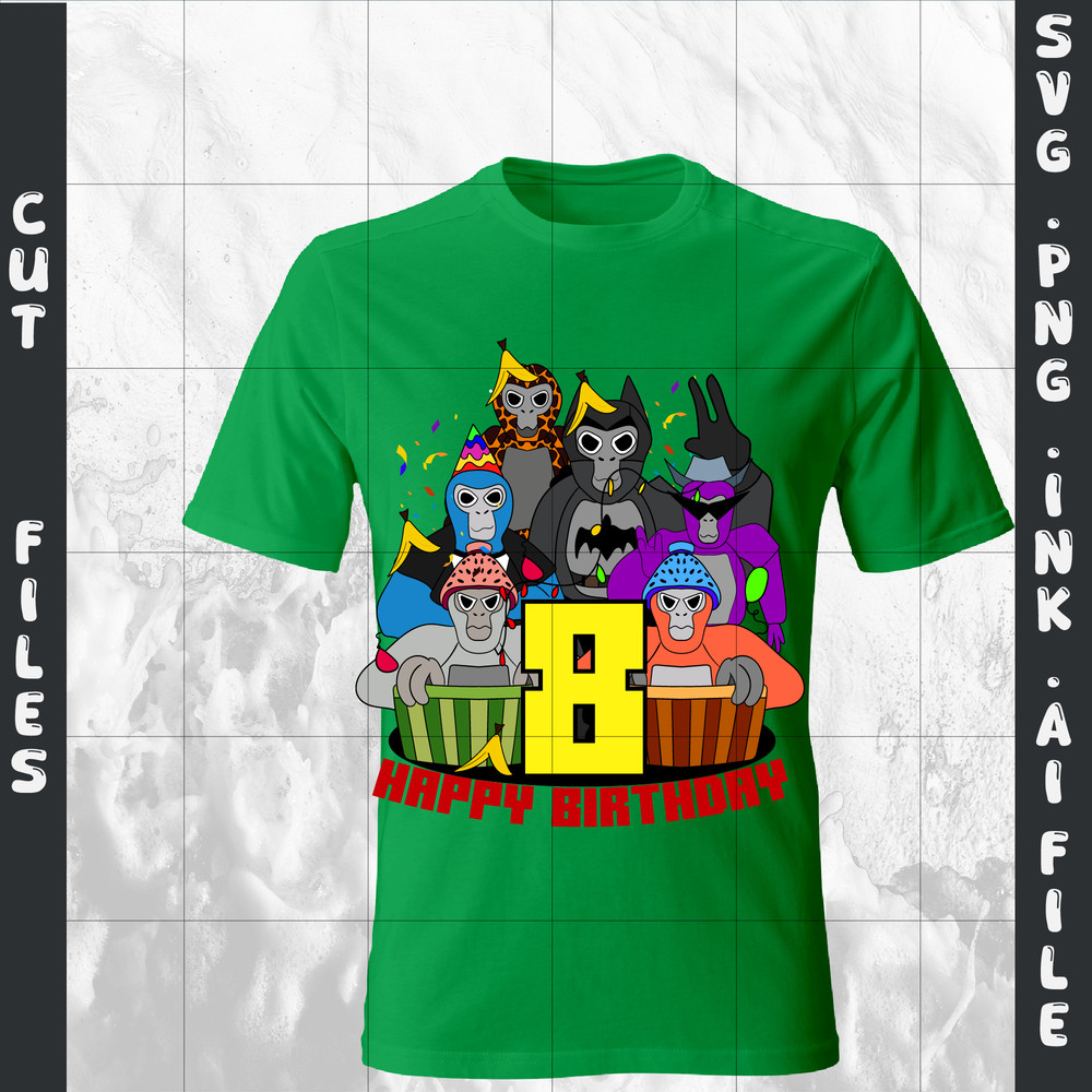 Bundle Customizable Gorilla Tag TShirt SVG 5th Birthday Gift Gorilla Tag PNGFor 8th Birthday SVGPNG 1