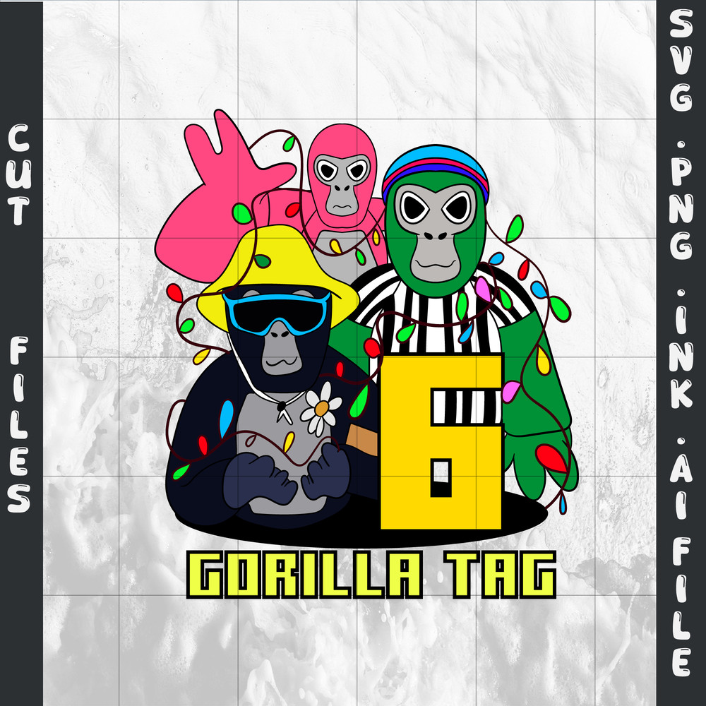 Customizable Gorilla Tag TShirt SVG 5th Birthday Gift Gorilla Tag PNGTshirt For 6th Birthday SVGPNG 0