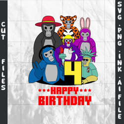 customizable gorilla tag t-shirt svg printable, gorilla tag png,t-shirt for 4th birthday ,svg,png,ink,pdf.