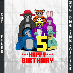 customizable gorilla tag t-shirt svg printable, gorilla tag png,t-shirt for 5th birthday ,svg,png,ink,pdf.