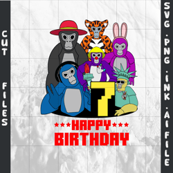 customizable gorilla tag t-shirt svg printable, gorilla tag png,t-shirt for 7th birthday ,svg,png,ink,pdf.