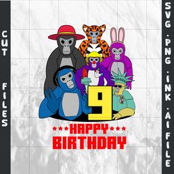customizable gorilla tag t-shirt svg printable, gorilla tag png,t-shirt for 9th birthday ,svg,png,ink,pdf.