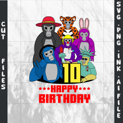 customizable gorilla tag t-shirt svg printable, gorilla tag png,t-shirt for 10th birthday ,svg,png,ink,pdf.