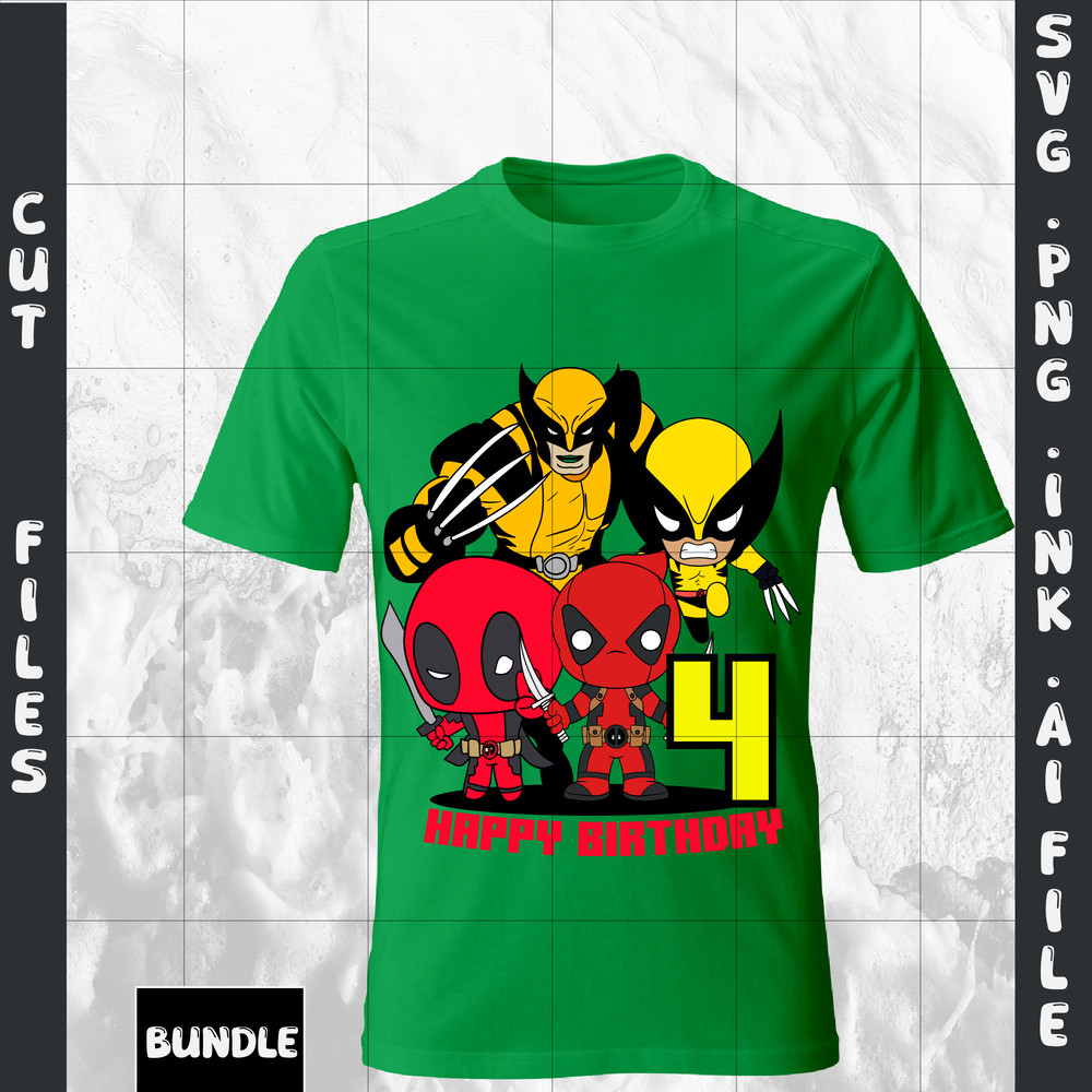 Customizable4th Birthday Deadpool And Wolverine TShirt SVG PrintableSVGPNGINkPDF 1
