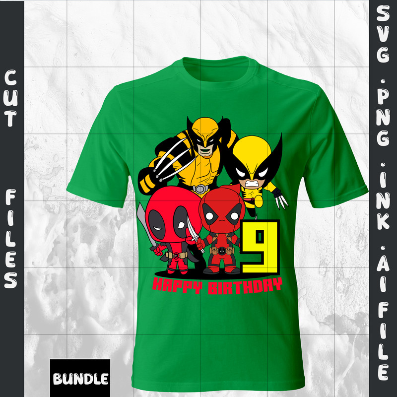 Customizable 9th Birthday Deadpool And Wolverine TShirt SVG PrintableSVGPNGINkPDF 1
