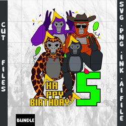 customizable 5th birthday gorilla tag t-shirt svg printable,gorilla tag svg,png,ink,pdf.