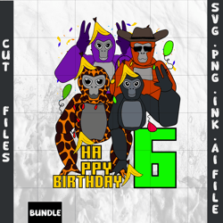 customizable 6th birthday gorilla tag t-shirt svg printable,gorilla tag svg,png,ink,pdf.