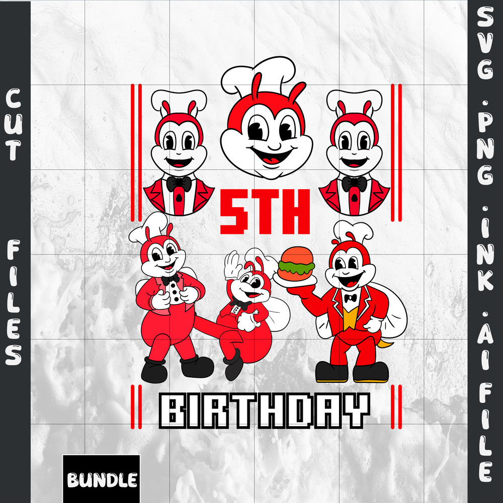Customizable Jollibee SVG Jollibee Sticker Jollibee PNG Jollibee Tshirt5th Birthday Gift SVGPNGINkP 0